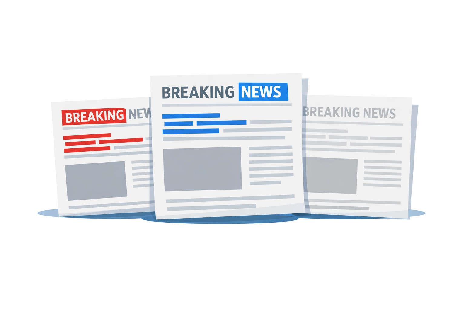 Three newspapers with different colored highlights showing media bias in Canadian politics coverage